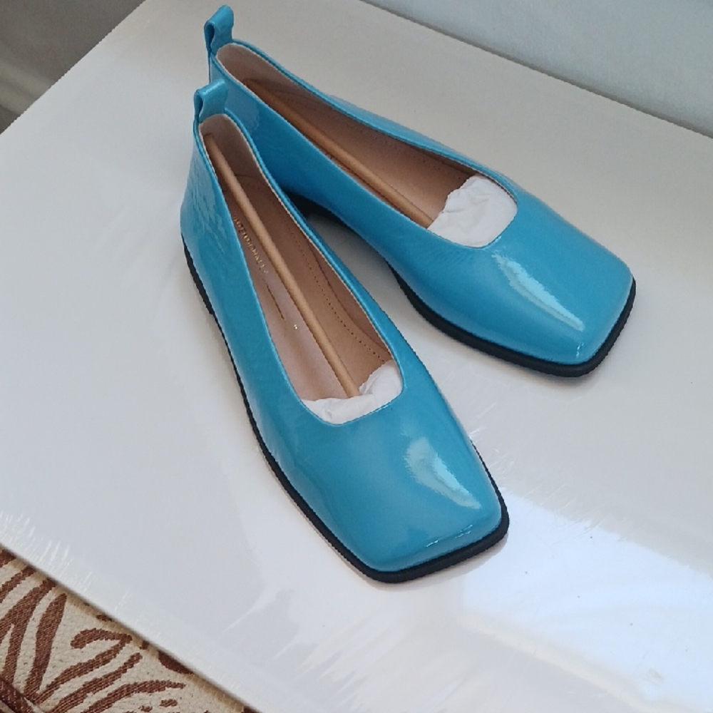 Patent Leather Blue Flats.  NWT